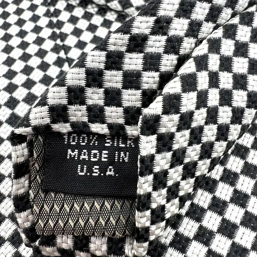 Vintage USA Mens Bruno Piattelli 100% Pure Silk Harlequin Diamond Patterned Tie